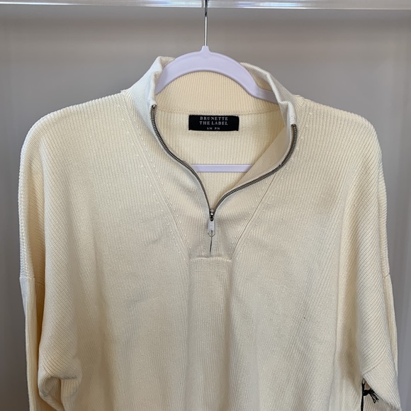 Brunette The Label Ribbed Knit Half-Zip Popover - Picture 2 of 6